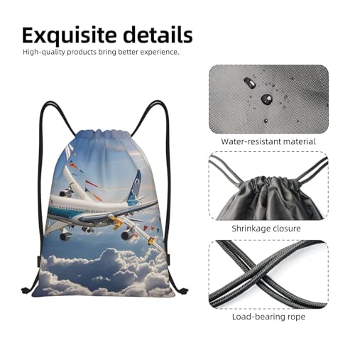Drawstring Backpack Airplane Drawstring Bag Sports String Bag Gym Sackpack for Women Men4