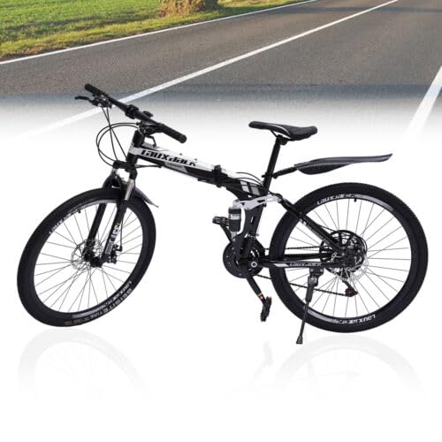 折りたたみ自転車 26インチ　サスペンション付き 自転車 折りたたみ自転車 26インチ シマノ製6段ギア 前後サス