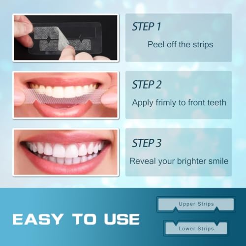 Image of Teeth Whitening Strips - 14 Whitening Strips for Teeth Sensitive, Professional, Fast Remove Smoking, Coffee, Wine Stains, Teeth Whitening Kit Pack of 7 Non-Slip Strips Treatments