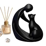 Generisch Katzenstatue - 15 cm Deko Tiergrabmal, Mann Und Katze Figur, Harz Gedenkstein | Herzliches Ornament Für Wohnzimmer Schlafzimmer Büro Zur Erinnerung An Mit Viel Gefühl