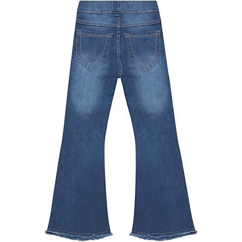 Girls Comfort Denim Jeans Stretchy Pants Dark Blue Flared Bell Bottom Jeggings Pants Fashion Jeans Age 5-14 Years4