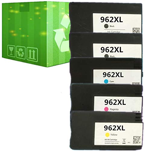 J2INK Remanufactured Ink Cartridge Replacement for HP 962XL 962 5 Pack Ink Cartridge 3JA03AN 3JA00AN 3JA01AN 3JA02AN OfficeJet Pro 9025 9020 9018 9015 9010