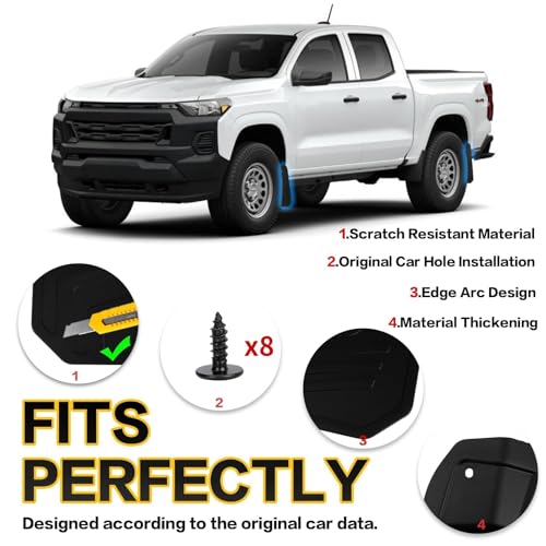 Image of PSLER Mud Flaps Splash Guards for Chevy Colorado 2023 2024 2025 Accessories Front & Rear All Weather Fender Mudguards Sediment Protection Without Fender Flare (4pcs)