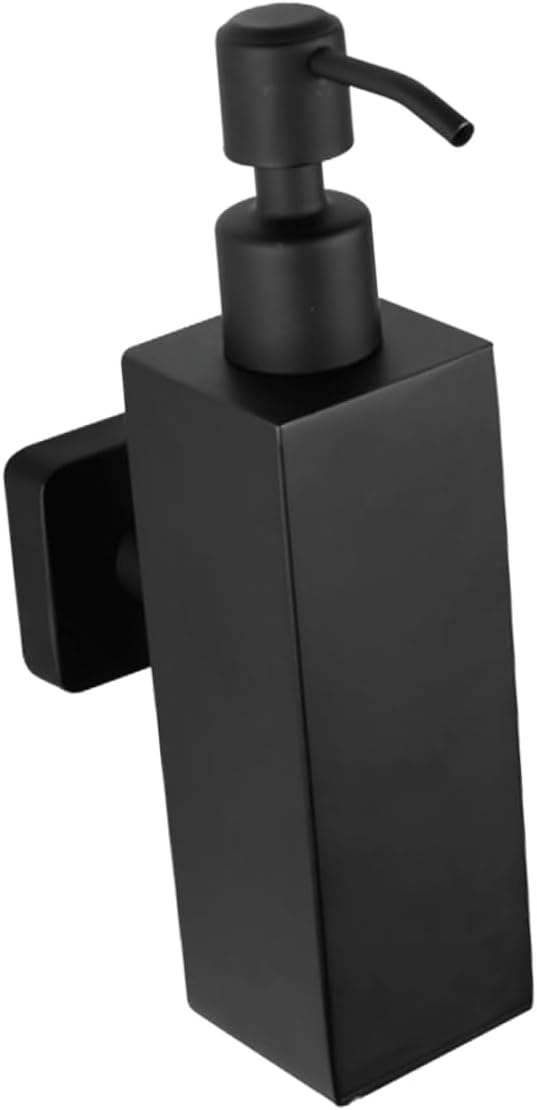 Amosfun Stainless Steel Wall Mounted Liquid Soap Dispenser Manual Pump for Kitchen Bathroom Home Hotel Sleek Black Design Easy Installation Holds Soap Lotion Shampoo