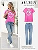 Lonya Women T-Shirt Tops Summer Short Sleeve Ladies Tunic Top Smile Face Printed Casual Tee Shirts Rose Red,XXL #2