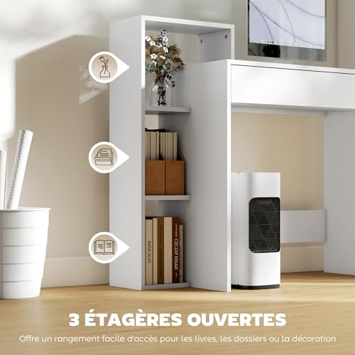 Bureau ordinateur 100x40 avec étagères + tiroir HOMCOM