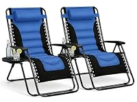 Straame XXL Padded Zero Gravity Chairs Set of 2, Folding Reclining Garden Chairs, Camping Chair Sun Loungers, Lockable 160° Patio Recliners with Adjustable Headrest (Padded, Navy)