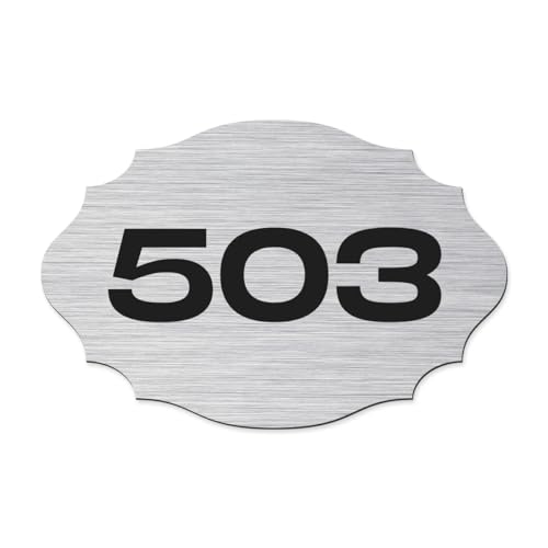 Image of Custom Door Numbers for Home & Office | PVC Plaques with Self-Adhesive Double-Sided Tape | 4x2.5 Inches | Flat Numbers, for Offices, Malls, Multi-Purpose Use (Des05 Silver)