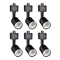 mirrea H Type Track Lighting Head to E26 Medium Screw Base Adapter Light Direction Adjustable Pack of 6 (Black)