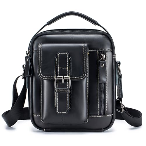 Bolso bandolera de piel auténtica pundarika para hombre con diseño de hombro exclusivo