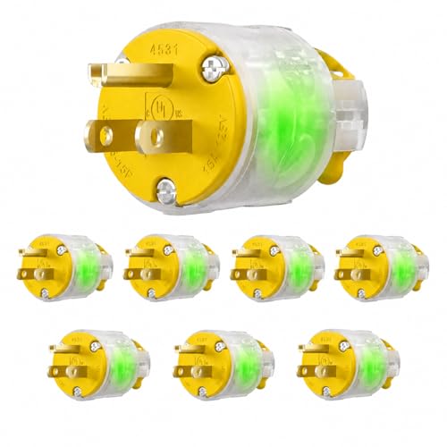 8 Pack Extension Cord Replacement Ends – 2P3W Lighted Plug