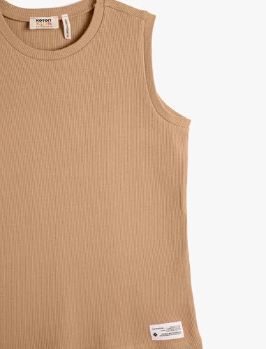 Koton Basic Tank Top Crew Neck Ribbed Cotton Camisa, Brown(547), 6-7 años para Niños
