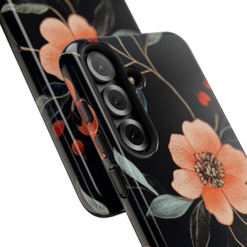 Coque Samsung S25 Plus floral brodé orange rigide antichoc - 2
