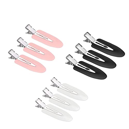 Olakin 9 Piezas Pinzas Pelo, Pinzas de pelo Niña Metal, Clips Pelo, Herramienta de Clips de Peinado para Mujeres Niñas, 3 Colores (Negro, Blanco, Rosa)