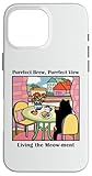 Jeu de mots amusant pour chat, café de l'après-midi confortable, vivre le « MEOWMENT » Coque pour iPhone 16 Pro Max