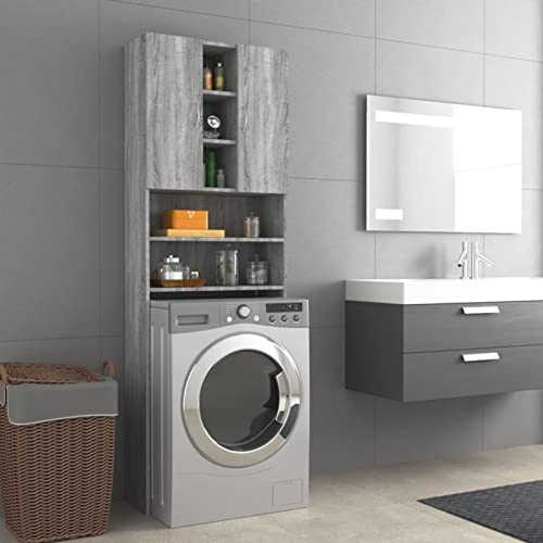 LAPOOH Mobile per Lavatrice Grigio Sonoma 64x25,5x190 cm,Accessori elettrodomestici,Accessori lavatrici