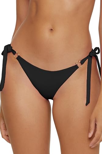 BECCA Women's Standard Color Code Tie Side Bikini Bottom, Cheeky Coverage, Swimwear Separates