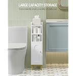 Bathroom Storage Cabinet, Small Corner Floor Cabinet with Door and Shelves, Narrow Toilet Paper Holder, Bathroom Organizer with Adjustable Shelf, for Small Spaces, White BC08203X - Image 5