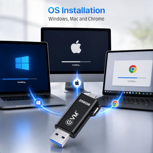 Image of EVM EnXO 256GB OTG Flash Drive USB 3.2 Gen 1 | Versatile Dual USB Type-C & Type-A Connectors | Rapid 120MB /s Read| Smartphone Laptop Tablet Smart TV | Plug & Play | 10 Years Warranty (ENXO /256GB)