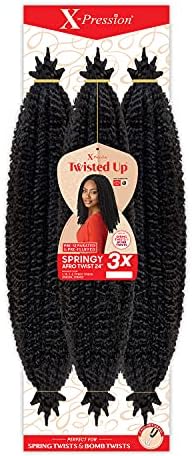 X-pression Braid Outre Crochet Braids X-Pression Twisted Up 3X Springy Afro Twist 24inch (1-pack, 2T1B/27)