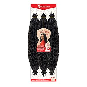 Outre Crochet Braids X-Pression Twisted Up 3X Springy Afro Twist 24″ (1-pack, 1B)