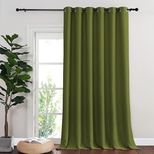 NICETOWN Blackout Curtains & Drapes - Privacy Thermal Efficiency Backdrop Curtains for Bedroom Room Divider Living Room Patio Sliding Glass Door, Wide 80 x Long 144 inch, Olive Green, 1 Panel