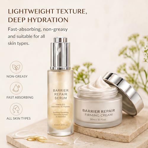 Anti Aging Facial Serum and Firming Cream Set, Hyaluronic Acid, Vitamin E, Aloe Vera and Jojoba Oil, 5D Peptides, Niacinamide, Hydrating Serum & Cream for Dark Spots, Fine Lines and Wrinkles — view 5