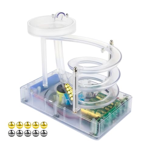 Kinetic Art Perpetual Motion Marble Machine for Home Office, Non-Stop Rolling Ball Toys Science Physics Gadget, Newtons Desktop Decoration Toys for Unisex Children Adult(Clear)