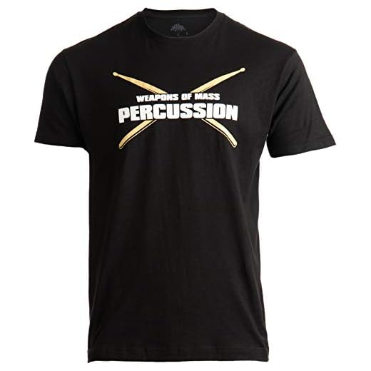 Weapons of Mass Percussion | Funny Drum Drummer Music Band Men Women T-Shirt-(Adult,L) Black