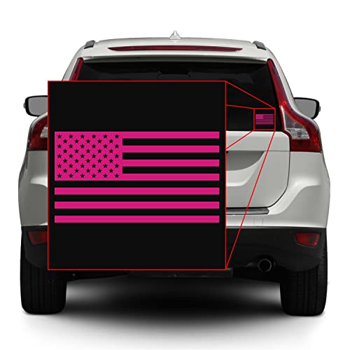 Image of American US Flag [Pick Color /Size] Vinyl Decal Sticker for Laptop /Car /Truck /Window /Bumper (10in x 5.5in, Matte Hot Pink)