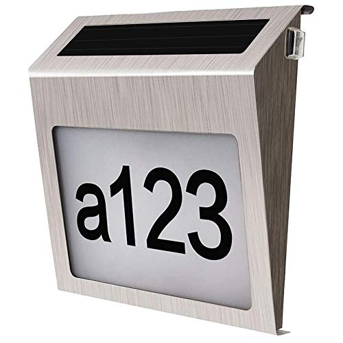 Solare Números para casas Apliques de Lámpara Luz Número de placa de la casa LED Placa de la puerta 0-9 Número de letras Etiquetas Lámpara de plantilla de calle Sensor luz automático Placa inalámbrica Cover