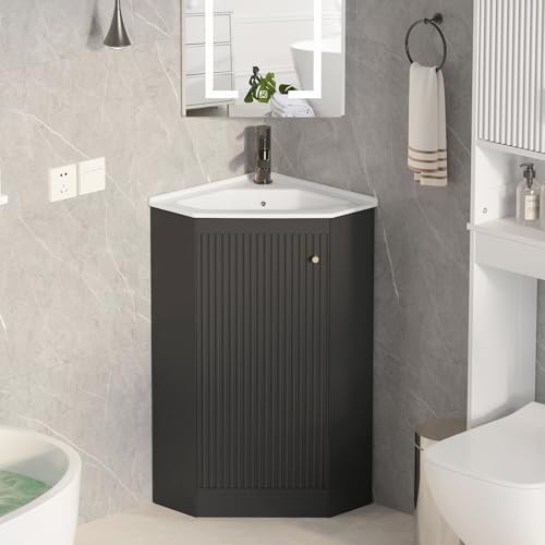 24 Inch Corner Bathroom Vanity Sink Combo for Small Spaces,