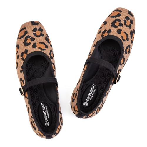 Image of Frank Mully Womens Casual Flat Shoes Square Toe Shoes Knitted Mesh Flat Comfort Work Flat Shoes for Daily Washable