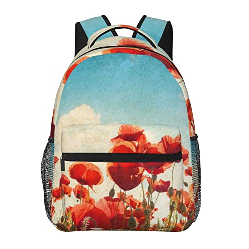 Sac à dos pour ordinateur portable Field of Poppies multicolore au style décontracté