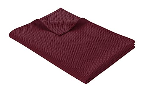 WOHNWOHL® Coperta leggera in cotone waffle piqué (150x200 cm) • Plaid estivo 100% cotone • Coperta da divano leggera • Facile da lavare • Copriletto decorativo • Colore: Mogano
