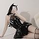 YIOTMOP 3 in 1 Sexy Kleid aus Lackleder Lederkleid Damen Kurz Bdsms Dessous Sklavin Punk Harness mit SM Halsband Strümpfe Devil Outfit Cosplay Dessous Kostüm Kawaii Anime Rollenspiel