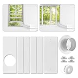 Dry Vent Window Kit for Dryer Vent Hose with 4' Diameter, Adjustable Window Dryer Vent Panels with Adjustable Length Panels and Insulating Foam Seal Strip (Max Length 59 inch)