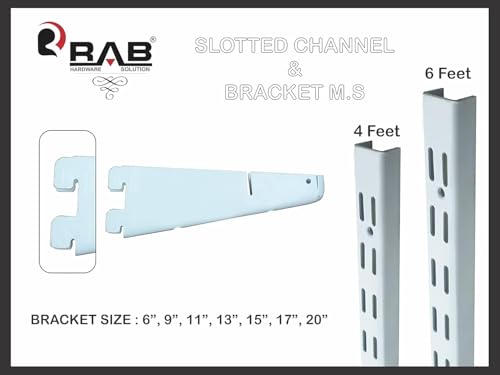 Image of RAB Slotted Channel Adjustable Double, Heavy Duty, Home Kitchen Shop (Code:- Sky CHNL Ivory) (4FT) (Pack of 10 Pcs)