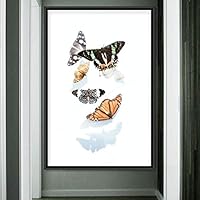 Framed Canvas Wall Art Butterflies Butterfly Colorful Farmhouse/Country Hallway Insects Multicolor Photography - 16x24 inches