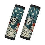 Estatua de la Liberty con envoltorios de impresión americana, etiquetas de identificación de equipaje, asa de puerta, artículos esenciales de viaje, asa de equipaje