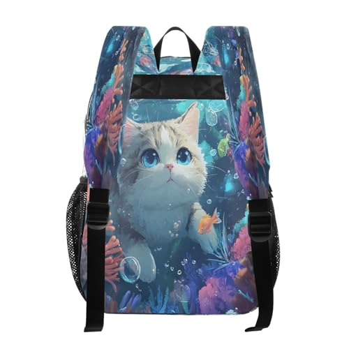 Cute Cat Fish Coral Reef Clear Backpack Heavy Duty See Through Transparent PVC BookBag for Kids Boy Girl School Work3
