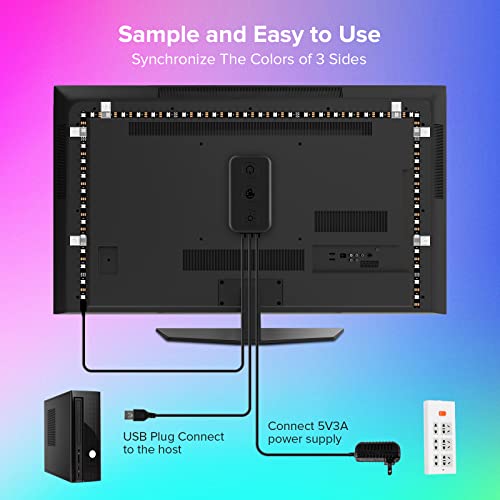 Image of BTF-LIGHTING Immersion PC Monitor LED Backlights WS2812B IC RGB IC for Max 42 inch Synchronize The Colors of The Three Sides Easy to Install Easy to Install DIY Ambient PC Dream Screen Only Windows