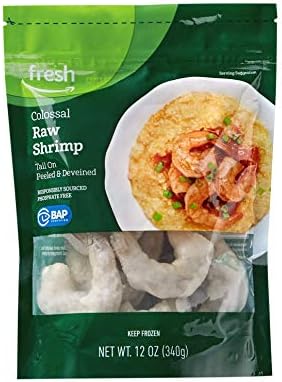 Fresh Brand – Raw Colossal Peeled & Deveined Tail On Shrimp (16-20 Count/Pound), 12 oz (Frozen), Responsibly Sourced, Phosphate Free
