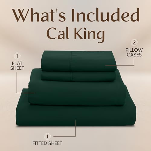 Image of Utopia Bedding California King Sheet Set - 4 Piece Bed Sheets for Cal King Size Bed, Soft and Breathable Microfiber, Includes 1 Fitted Sheet, 1 Flat Sheet and 2 Pillowcases (Emerald)