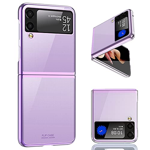 Misscase Samsung Galaxy Z Flip 3 Case,Shockproof Designed for Samsung Galaxy Z Flip 3 Case,Military Grade Protection, Anti-Scratch Hard PC Slim Electroplate Cases Cover for Samsung Z Flip 3 5G Purple