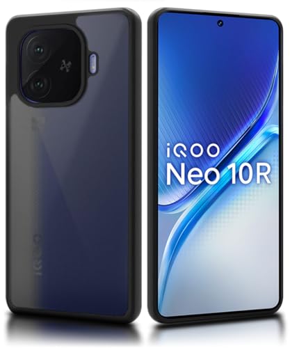 Image of WOW IMAGINE Translucent Hybrid Back Case Cover for iQOO Neo 10R 5G Smoked Matte Back | Shock Proof 360 Degree Protection | Protective Hard Case - Matte Black