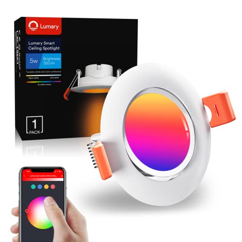 Lumary Foco LED Regulable, ultraplano, 5 W, RGB, Blanco/Naranja Cover