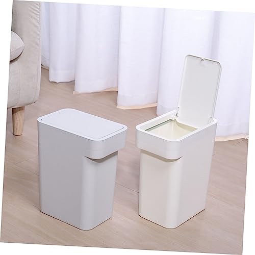 Caneca de basura rectangular blanco 10L con tapa Unomor miniatura 7