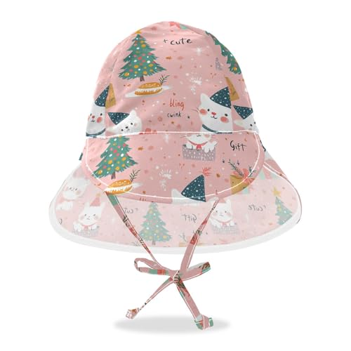 Christmas Cute Animals Blush Color Toddler Boy Girl Sunhat Boy Bucket Hat Baby Girls UPF 50+ Protection Large Brim Beach Essentials
