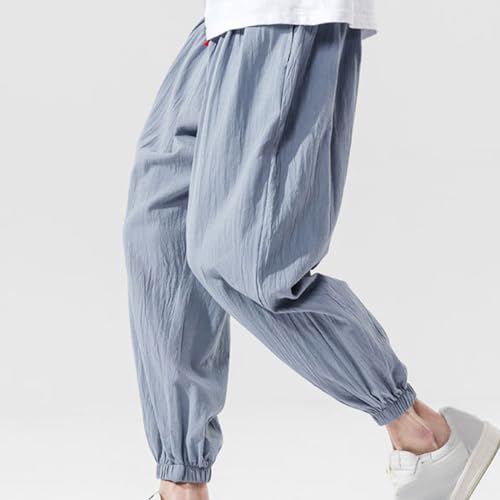 Men's Pants Cotton Linen Comfy Sweatpants Fashion Tapered Joggers Running Workout Pants Boys Casual Loungewear Loose4